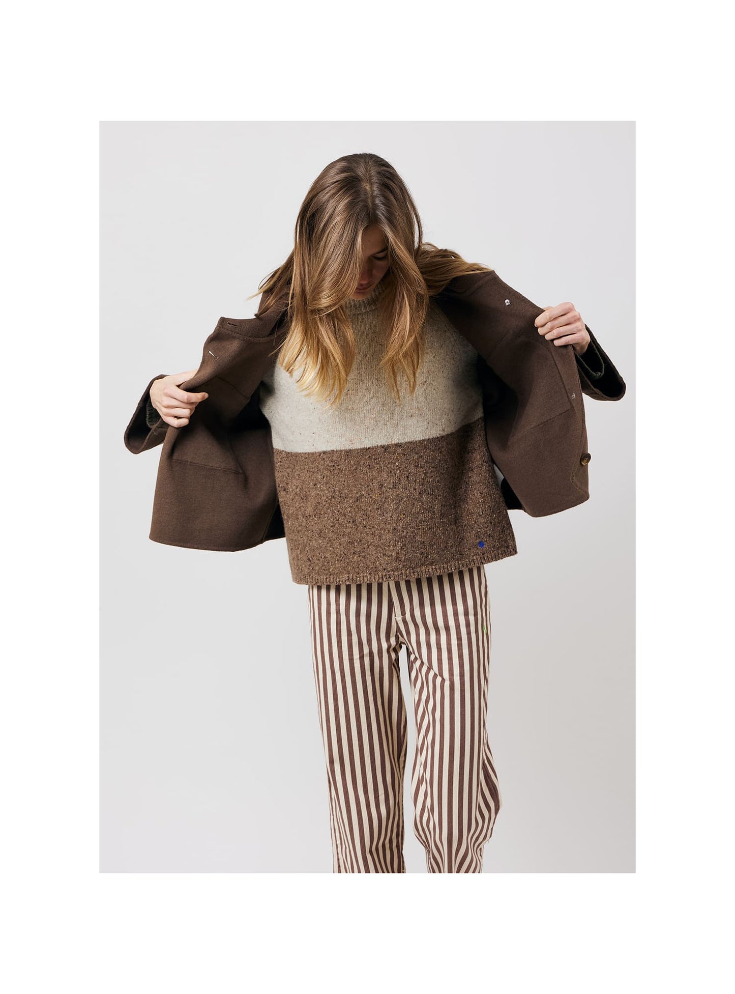Pantalon rayé marron